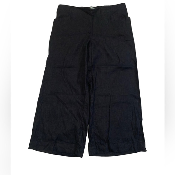 Cleo Petites Black Linen Blend Wide Leg Cropped Pants Size S - Picture 1 of 6